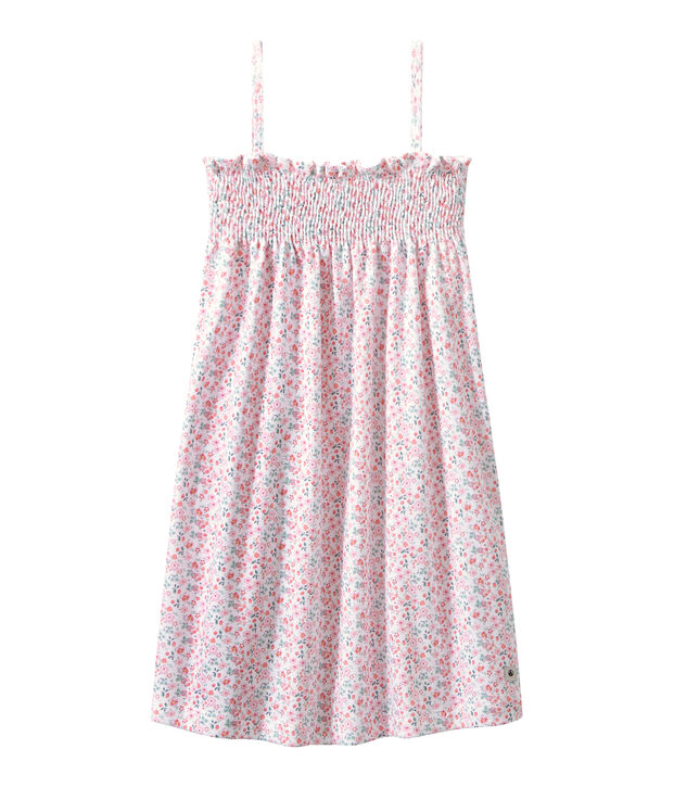 Camicia da notte arricciata stampata bianco/multicolore