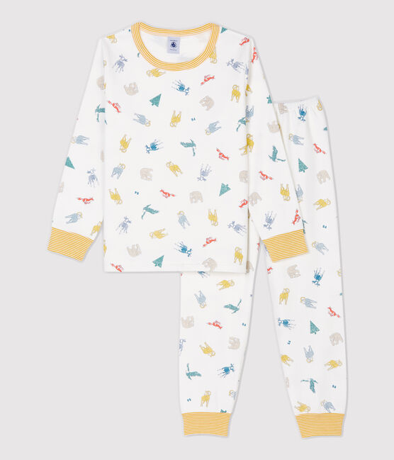 Pigiama bambina/bambino fantasia animali in molleton bianco MARSHMALLOW/bianco MULTICO