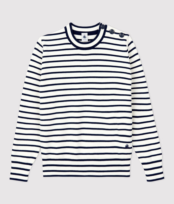 Pull marinaro in cotone Donna bianco MARSHMALLOW/blu SMOKING