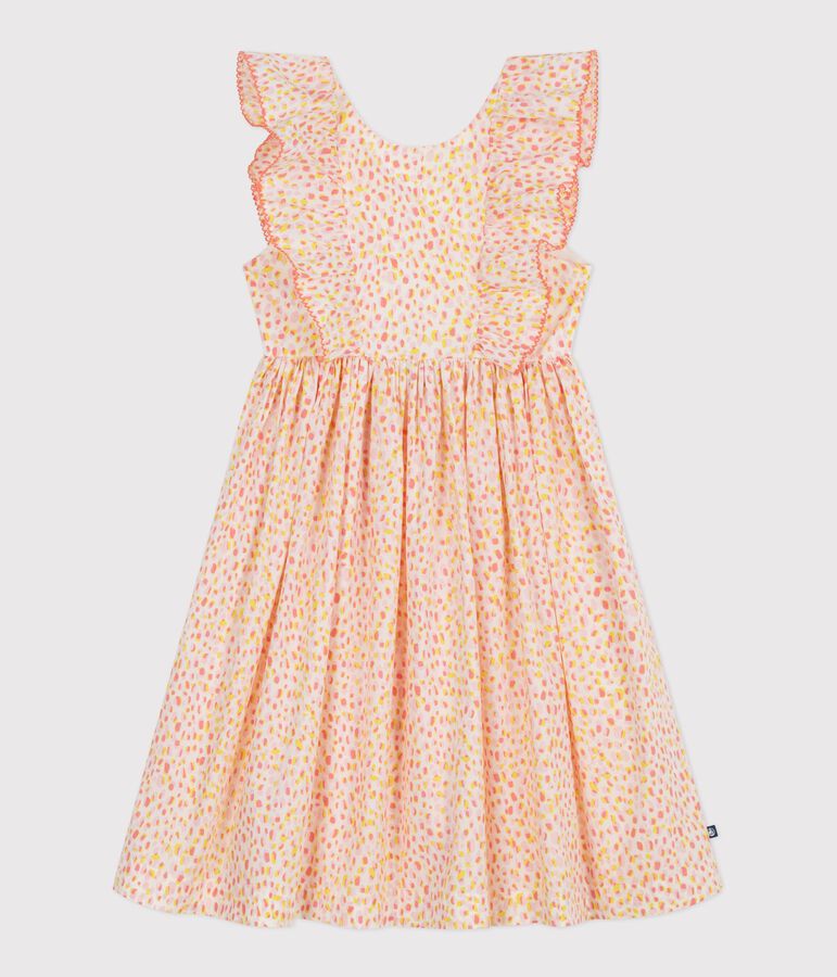 Abito senza maniche a schiena scoperta in cotone stampato bambina bianco/multicolore