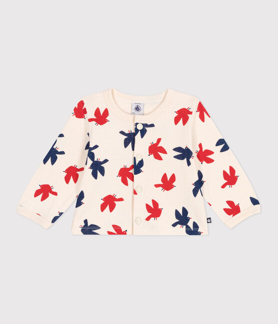 Cardigan in cotone con stampa di uccellini neonato bianco AVALANCHE/ MULTICO