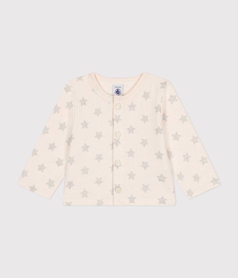 Cardigan beb&egrave; in tubique fantasia stella ecru/grigio