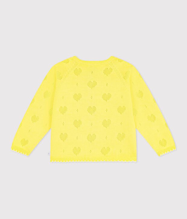 Cardigan in cotone tinta unita bambino giallo
