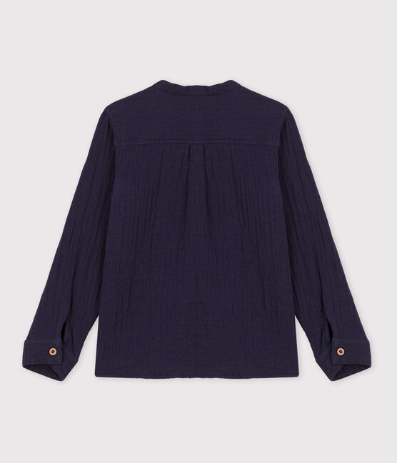Camicia in garza di cotone bambino blu SMOKING