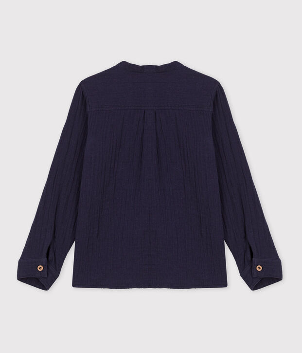 Camicia in garza di cotone bambino blu