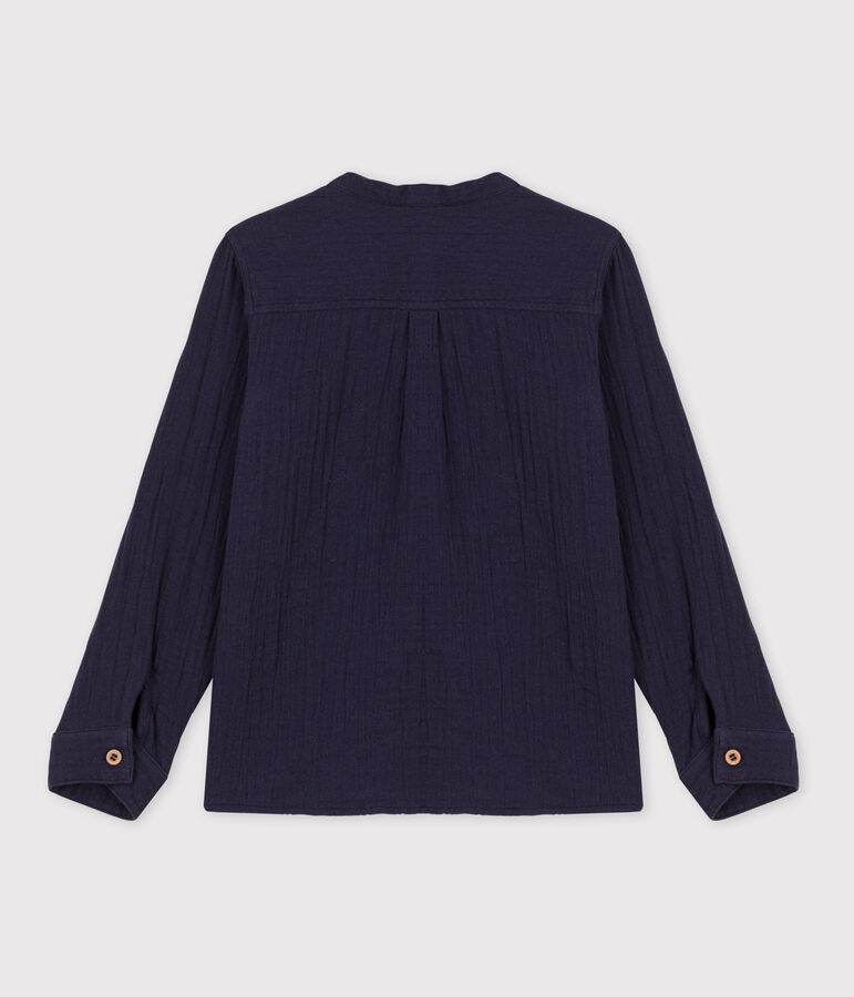 Camicia in garza di cotone bambino blu
