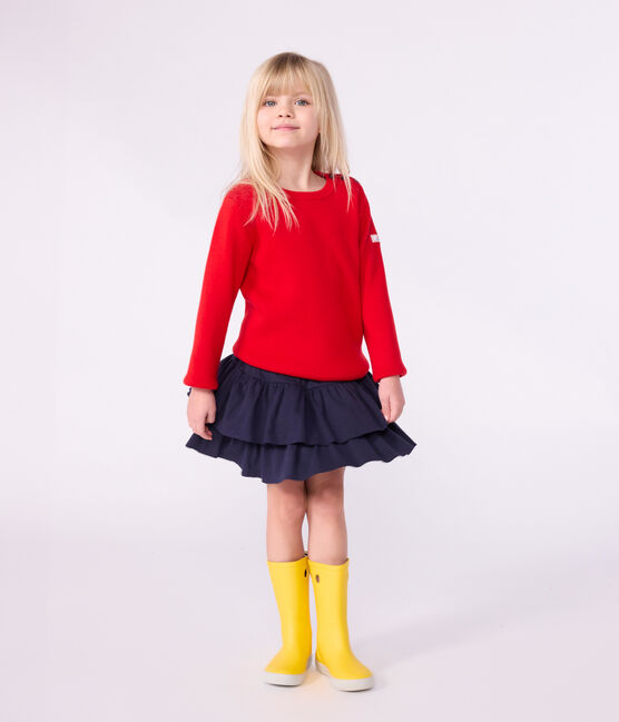 Gonna in cotone tinta unita bambina blu SMOKING