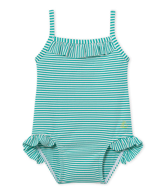 Costume da bagno intero bebé femmina verde FLAG/bianco LAIT