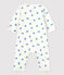 Body-pigiama senza piedi bebè in cotone biologico bianco MARSHMALLOW/blu BRASIER