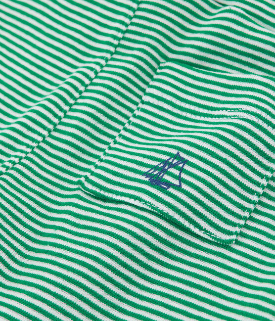 Short bebè maschio a righe verde PIVERT/bianco MARSHMALLOW
