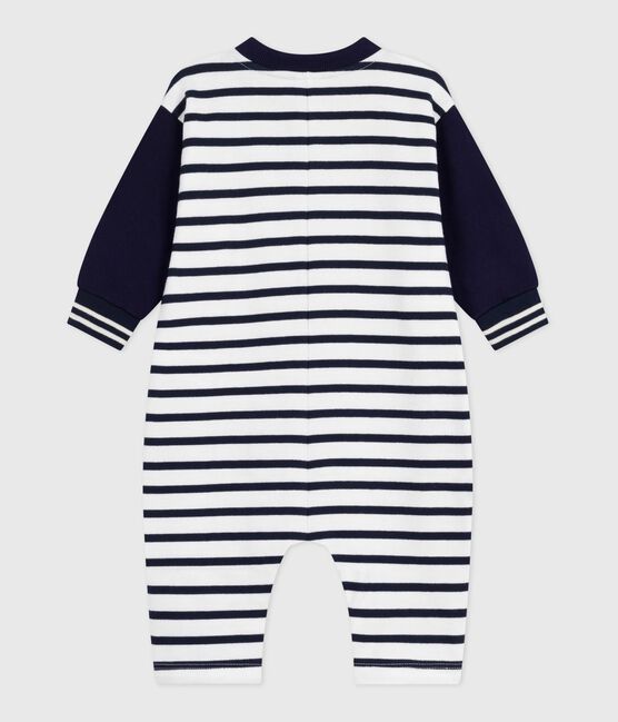 Tutina lunga in cotone con stampa a righe marinière neonato bianco MARSHMALLOW/blu SMOKING