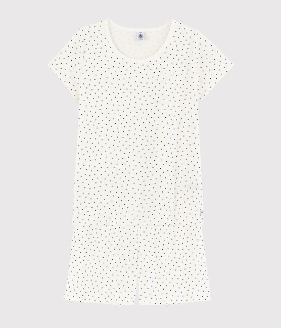 Pigiama corto cuori blu ragazza-donna in cotone bianco MARSHMALLOW/blu MEDIEVAL