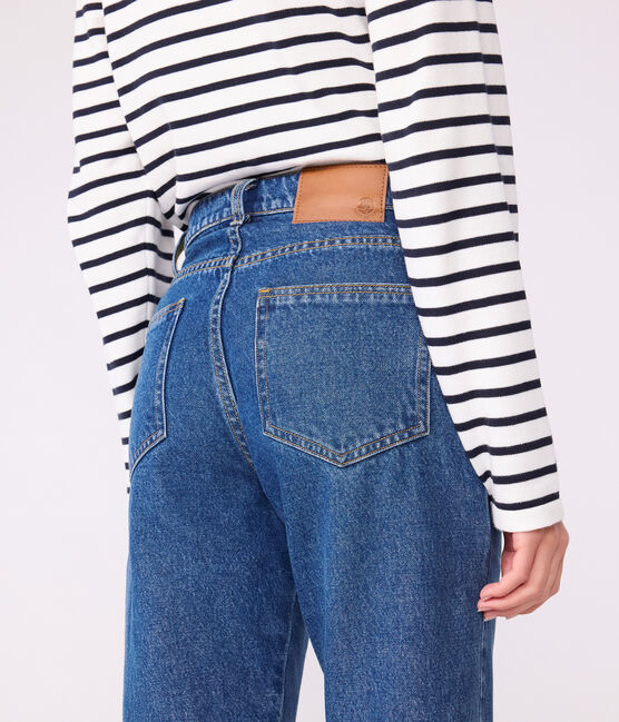Pantaloni donna in denim dal taglio dritto blu DENIM MOYEN