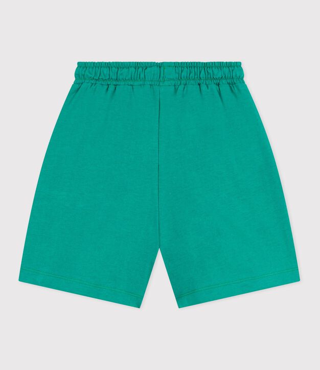 Bermuda corti in cotone tinta unita bambino verde