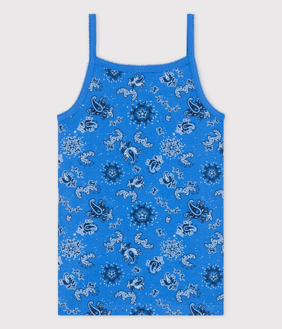 Canottiera con spalline ICONICA in cotone BIO donna blu BRASIER/bianco MULTICO