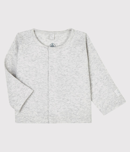 Cardigan bebè in costina 2x2 di cotone biologico grigio BELUGA CHINE