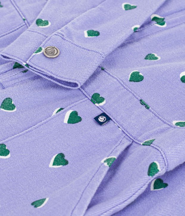 Tutina in cotone con stampa a cuori bambina viola/multicolore