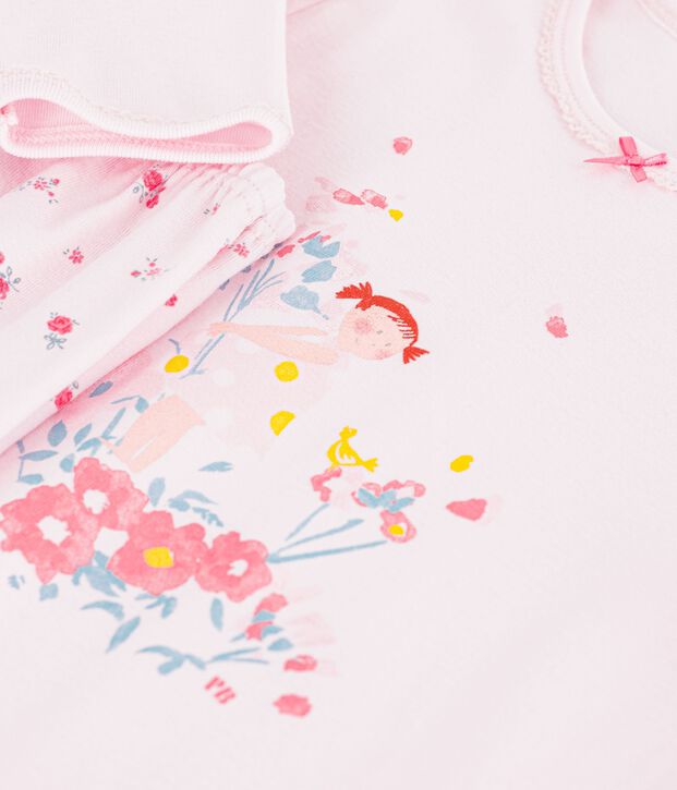 Pigiama in cotone con motivo a fiori bambina rosa/multicolore