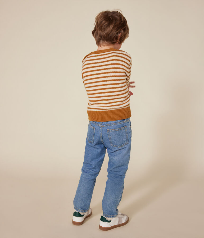 Maglione in misto lana e cotone bambino ecru/marrone