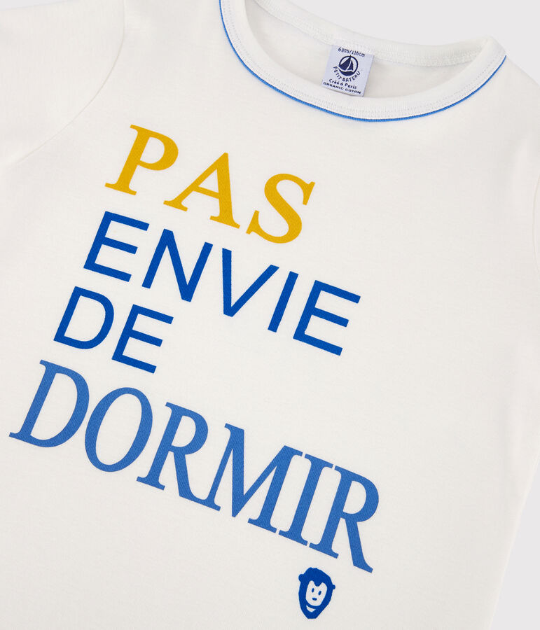 Pigiama corto bambino in cotone bianco MARSHMALLOW/blu BRASIER