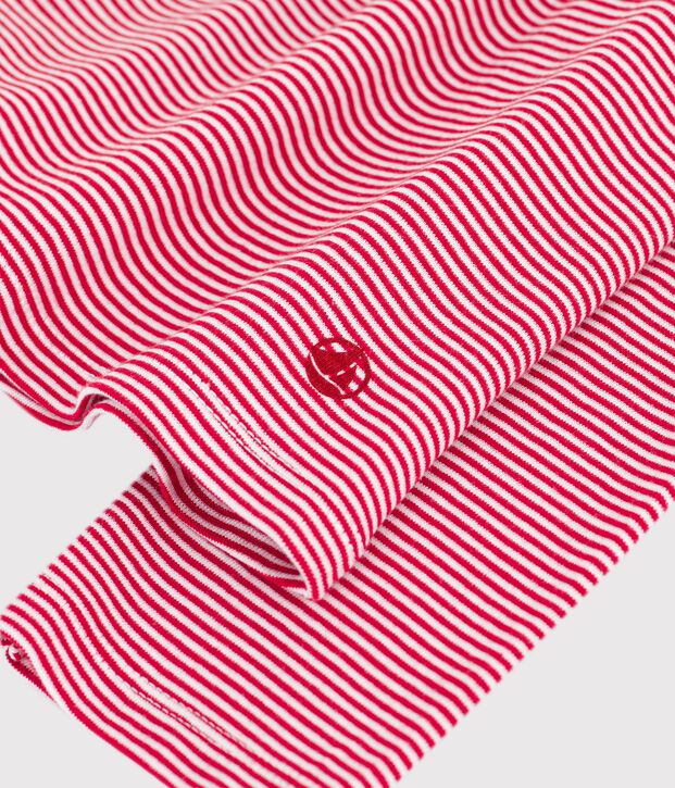 T-shirt a maniche lunghe in cotone a righe donna rosso/bianco