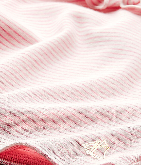 T-shirt bebé bambina rigata bianco MARSHMALLOW/rosa PETAL