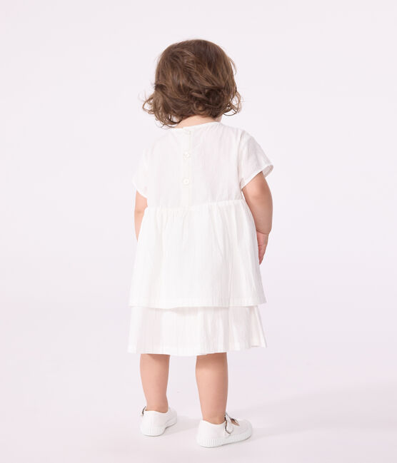 Abito da cerimonia a maniche corte in cotone leggero neonato bianco ECUME/ ARGENT