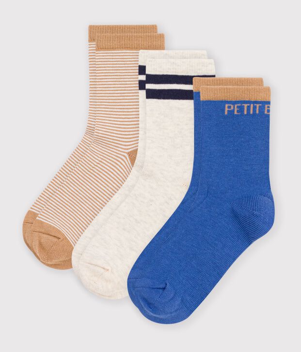3 paia di calzini in cotone a righe bambino multicolore