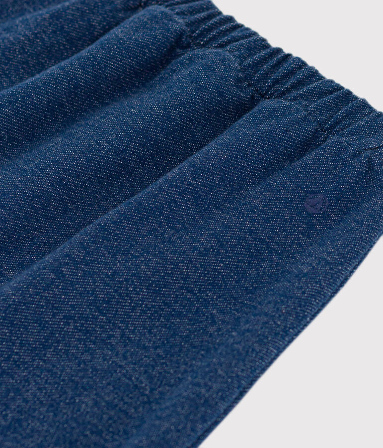 Pantaloni stile sarouel in tessuto felpato effetto denim per beb&egrave; blu/beige