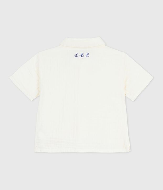 Maglietta per neonati in cotone a maniche corte, semplice bianco