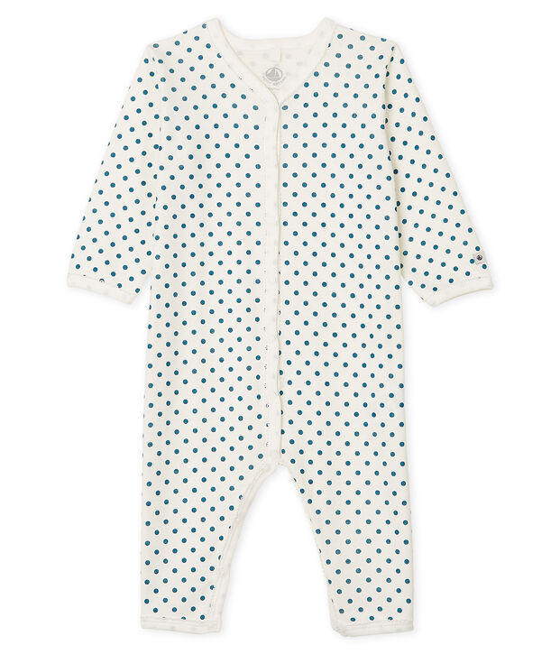 Tutina senza piedi a costine beb&egrave; femmina bianco/verde