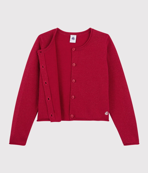 Cardigan in cotone bambina rosso