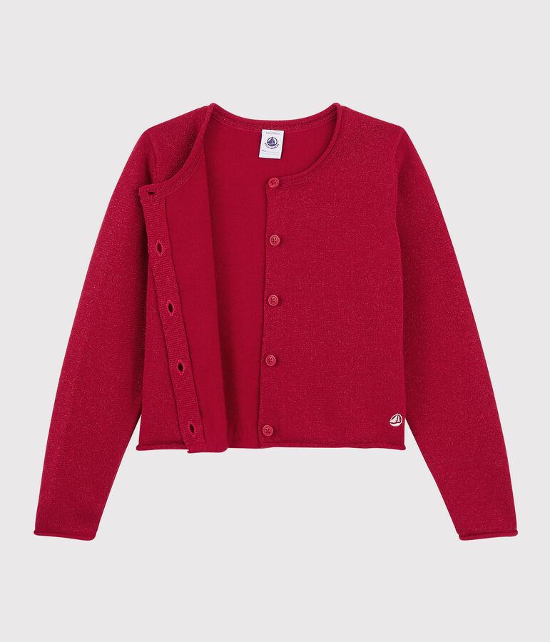 Cardigan in cotone bambina rosso