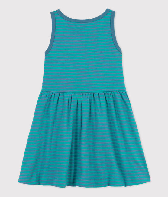 Abito a righe senza maniche in cotone bambina verde LAVIS/blu VERDE