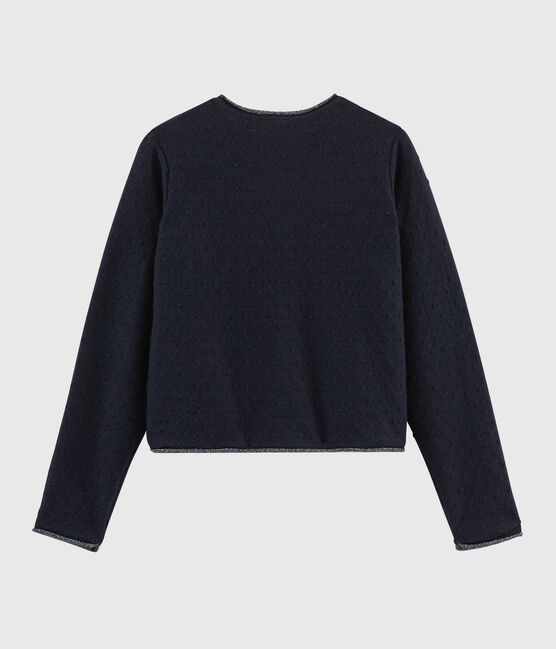 Cardigan bambina in lana e cotone blu SMOKING