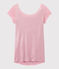 T-shirt donna con scollo ad acquasantiera sul retro in lino iridescente rosa BABYLONE/grigio ARGENT