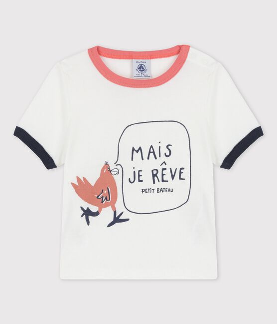 T-shirt a maniche corte bebè in cotone biologico con motivo bianco MARSHMALLOW