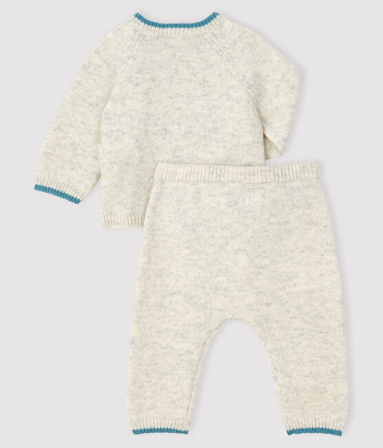 Completo 2 pezzi jacquard neonato in maglia grigio BELUGA CHINE
