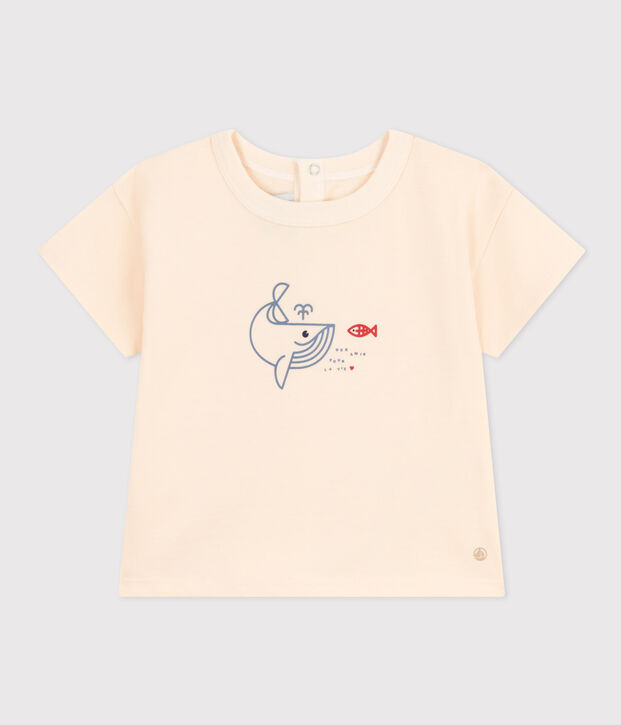 T-shirt a maniche corte in jersey leggero beb&egrave; ecru