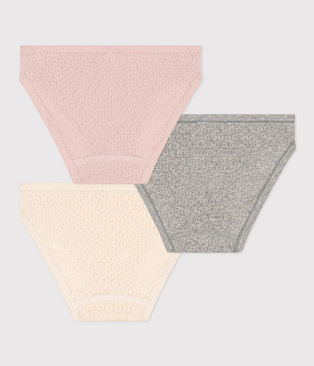 Confezione da 3 slip in cotone traforato bambina multicolore