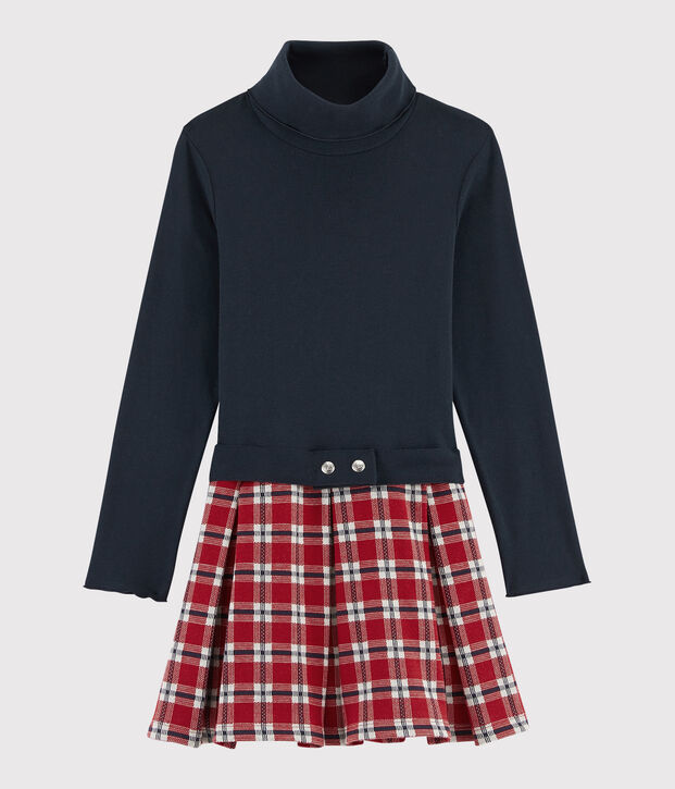 Abito maniche lunghe bambina blu/multicolore