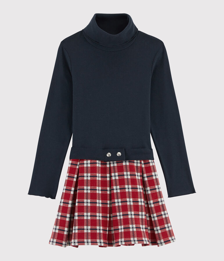 Abito maniche lunghe bambina blu/multicolore