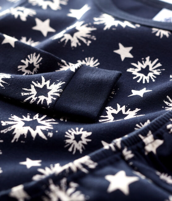 Pigiama bambino snugfit fantasia a stelle blu SMOKING/bianco MARSHMALLOW