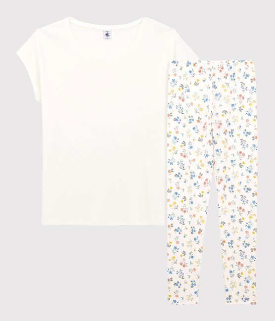 Pigiama senza maniche bambina in cotone bianco MARSHMALLOW/bianco MULTICO