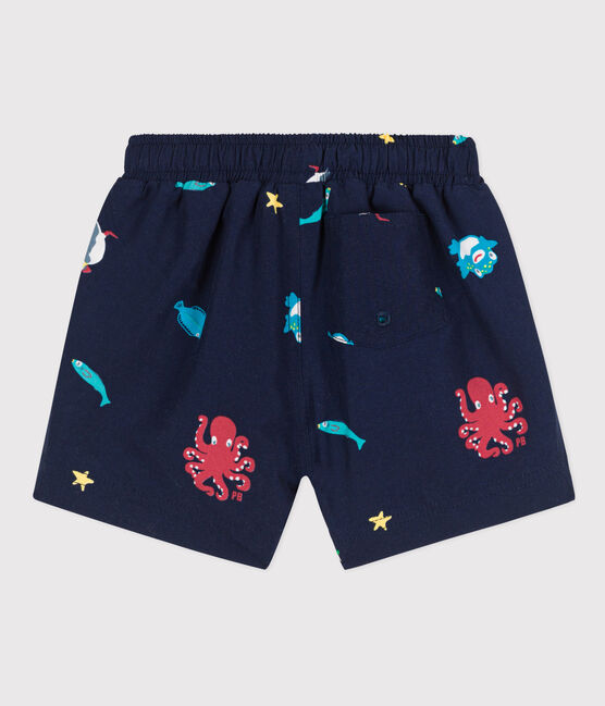 Shorts mare in materiale riciclato per bebè blu MEDIEVAL/bianco MULTICO