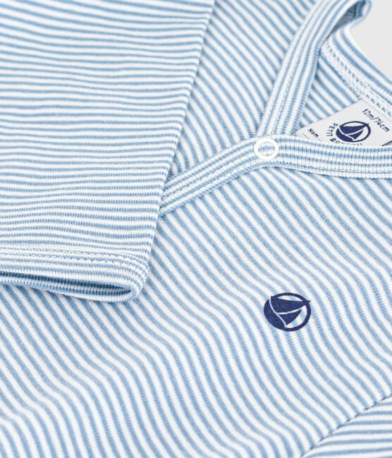Pigiama in cotone millerighe neonato ADRIATIC/ MARSHMALLOW