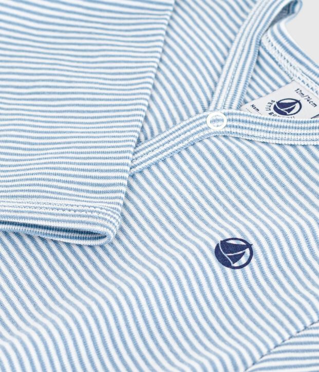 Pigiama in cotone millerighe neonato blu/bianco