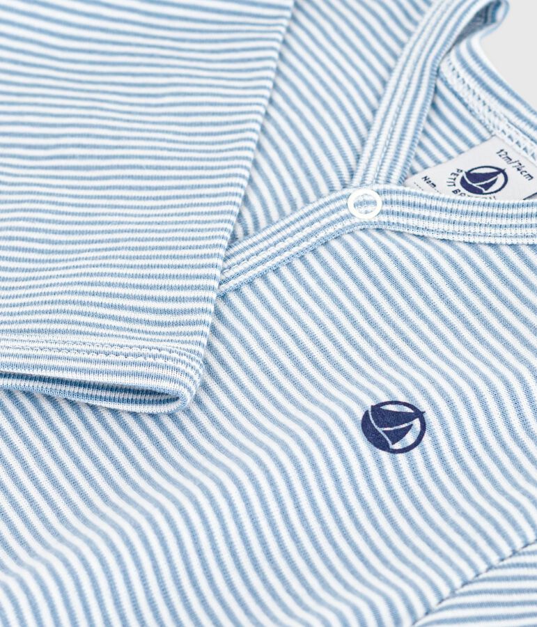 Pigiama in cotone millerighe neonato blu/bianco