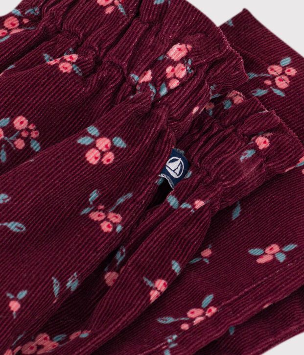 Pantaloni in velluto con stampa a fiori neonato rosso/multicolore