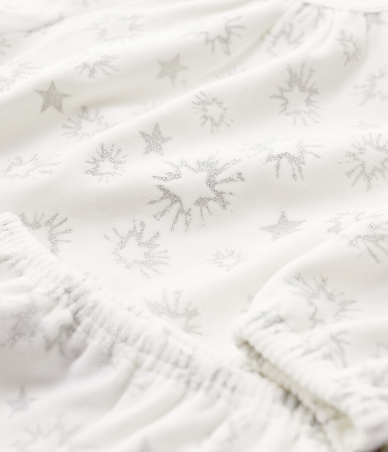Pigiama bambina fantasia a stelle in ciniglia bianco MARSHMALLOW/grigio ARGENT